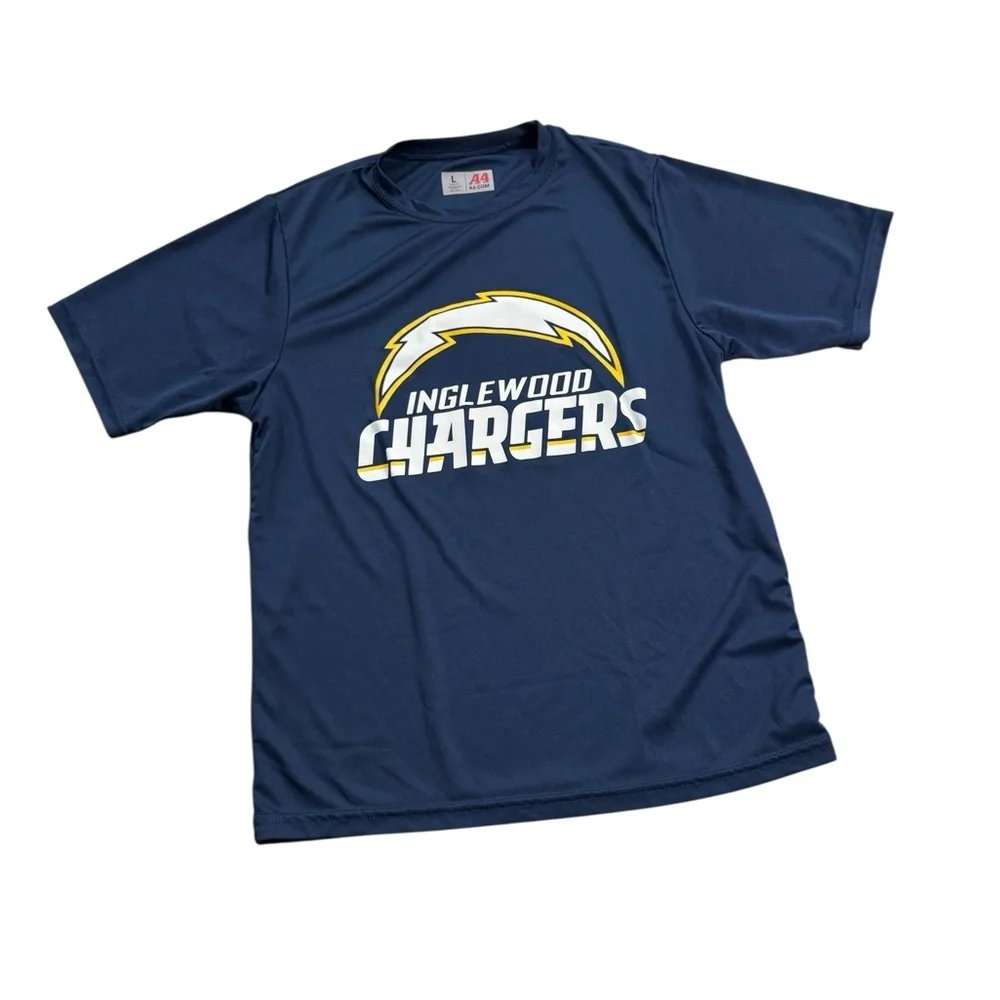 Inglewood LA Chargers Football A4 Youth Short Sleeve Tee in Blue NFL Size Large